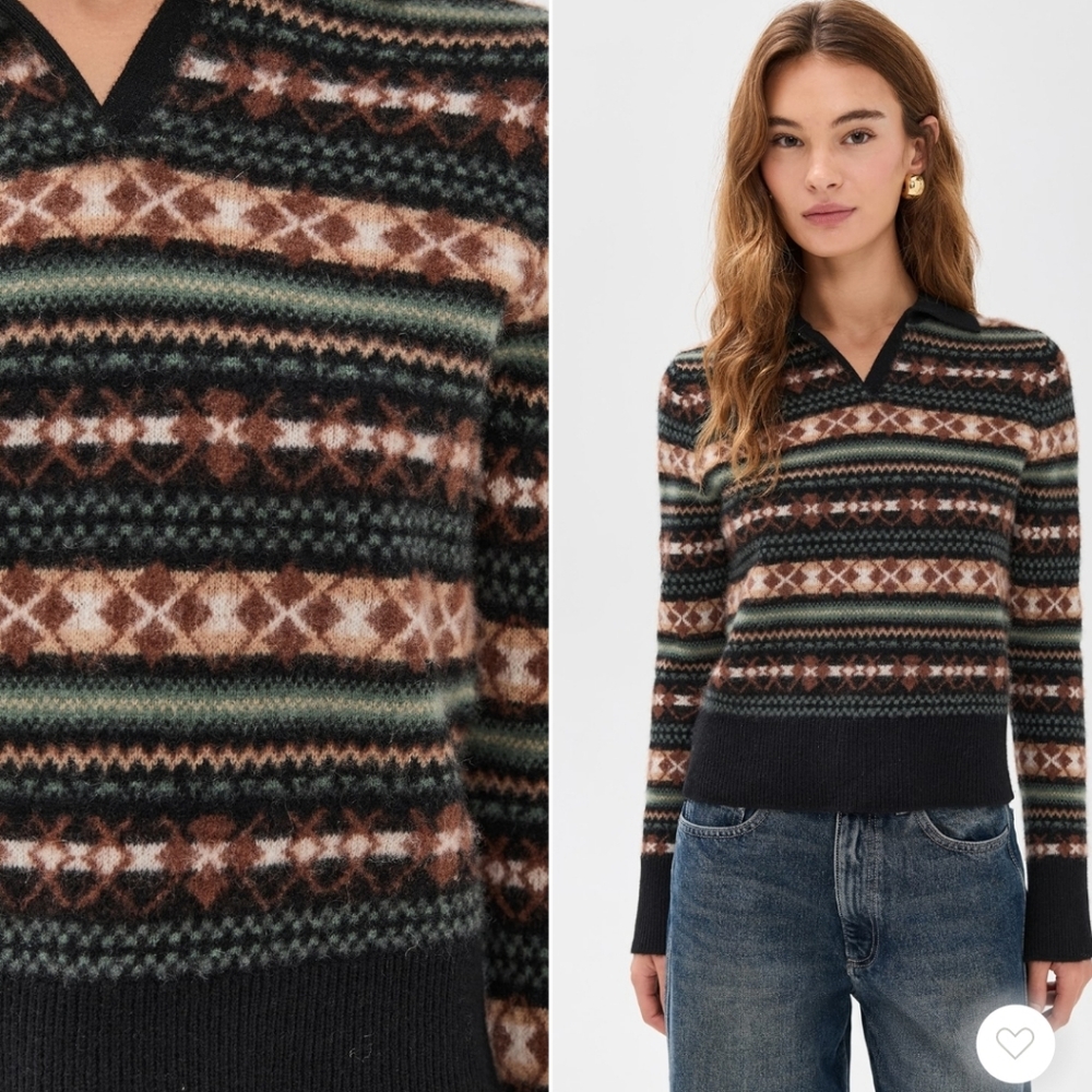 vince fair isle polo sweater NWOT - Picture 4 of 7